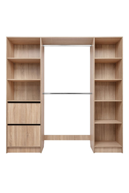 Basel Walk In Wardrobe Kit - Slim Shaker Panel - Natural Oak