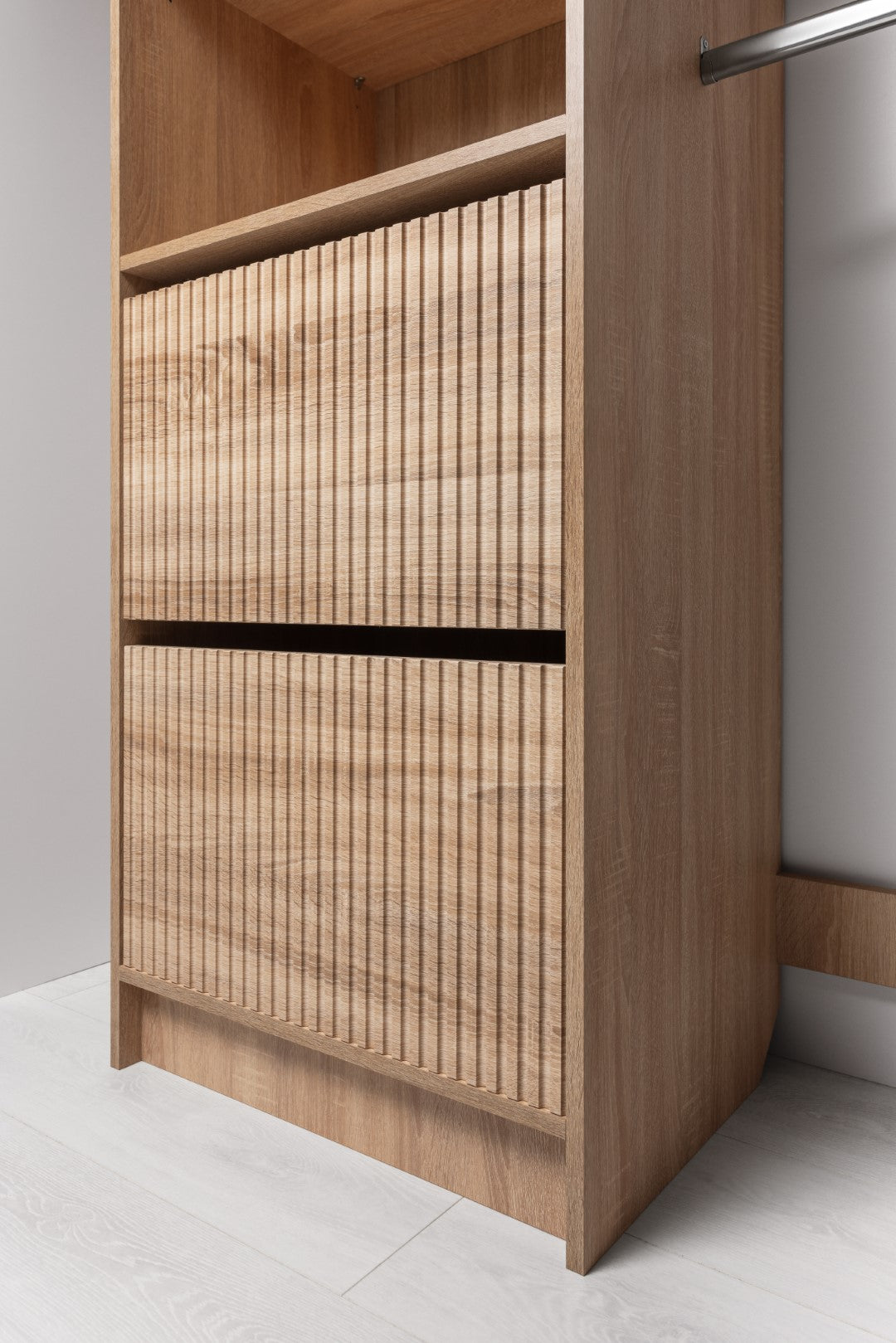 Basel Walk In Wardrobe Kit - Fluted - Natural Oak