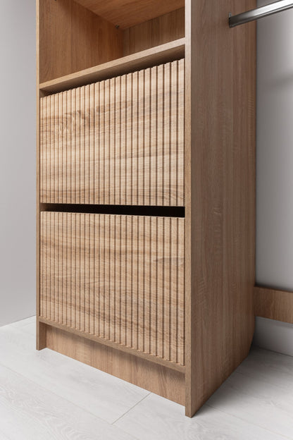 Basel Walk In Wardrobe Kit - Fluted - Natural Oak