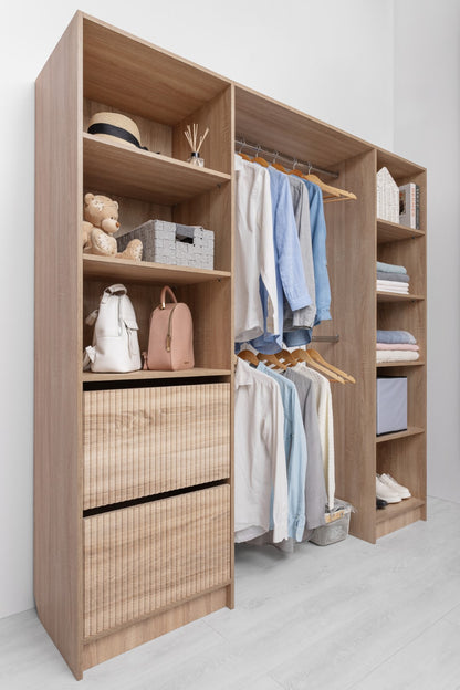 Basel Walk In Wardrobe Kit - Fluted - Natural Oak