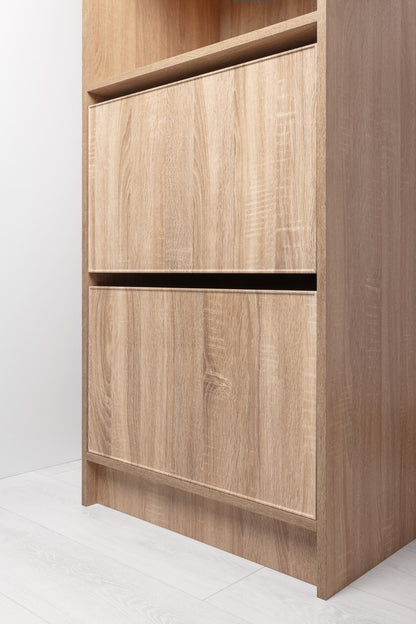 Basel Walk In Wardrobe Kit - Slim Shaker Panel - Natural Oak