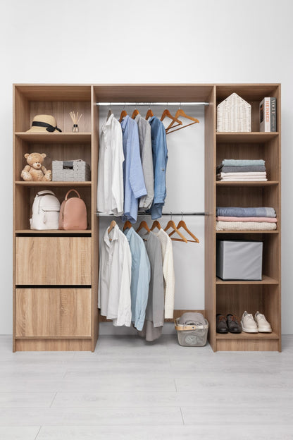 Basel Walk In Wardrobe Kit - Slim Shaker Panel - Natural Oak