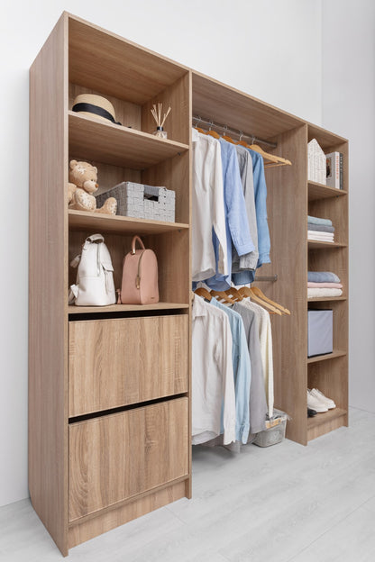 Basel Walk In Wardrobe Kit - Slim Shaker Panel - Natural Oak