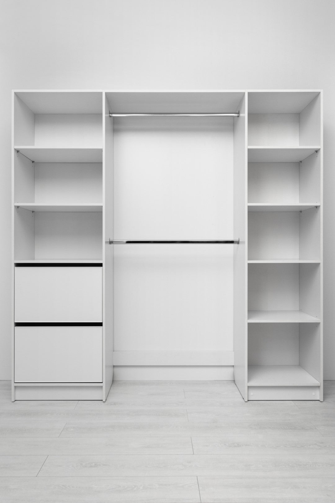 Basel Walk In Wardrobe Kit - Slim Shaker Panel - White