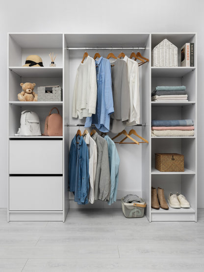 Basel Walk In Wardrobe Kit - Slim Shaker Panel - White