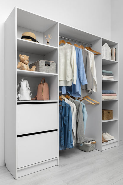 Basel Walk In Wardrobe Kit - Slim Shaker Panel - White