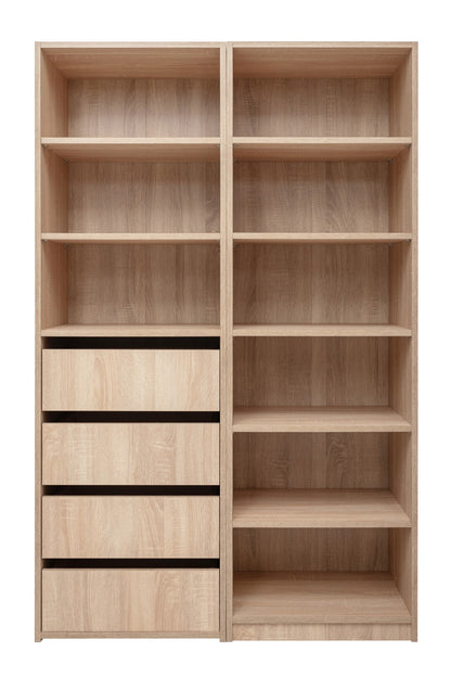 Geneva Built In Wardrobe - 4 Drawer 3 Shelf Module - Classic - Natural Oak