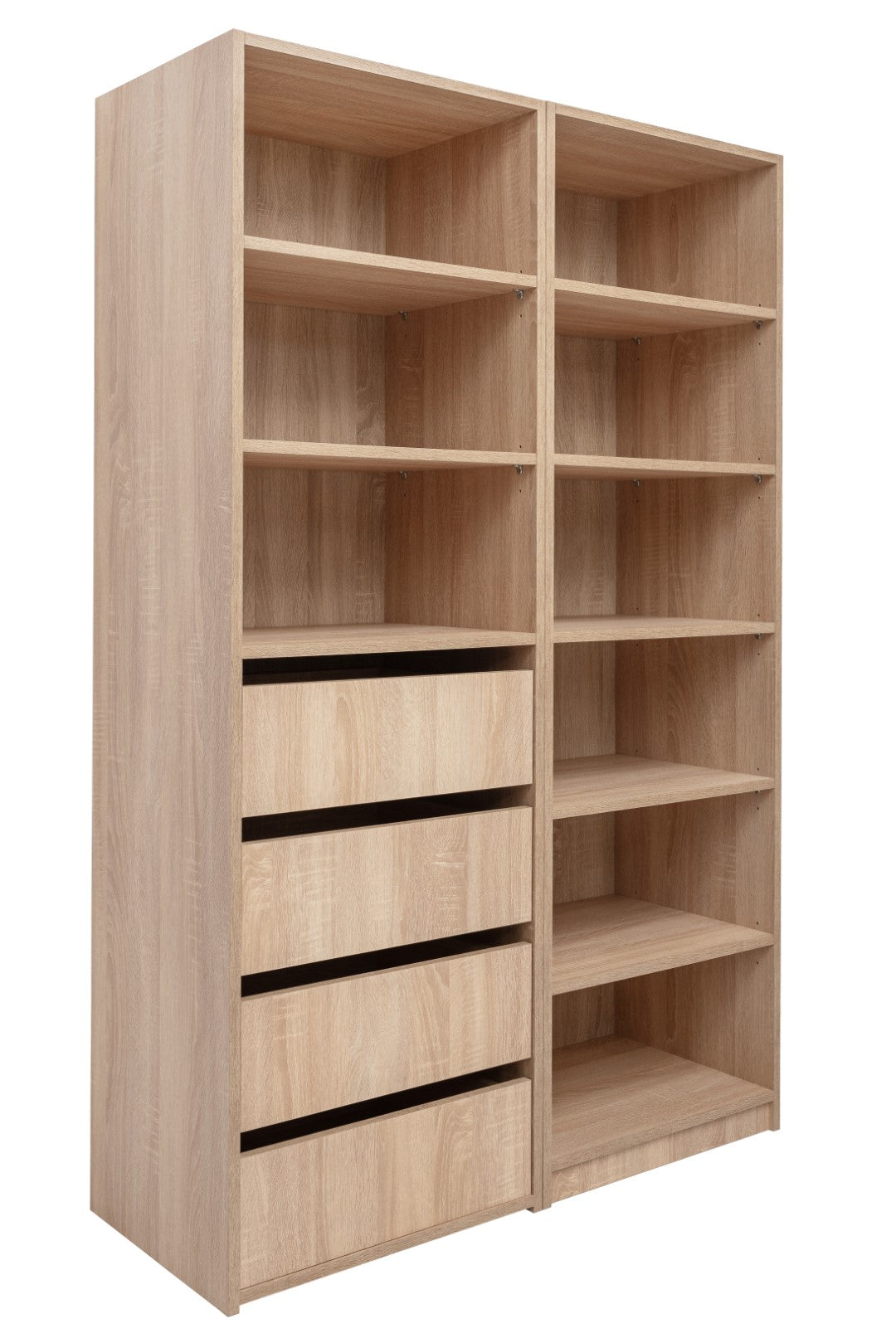 Geneva Built In Wardrobe - 4 Drawer 3 Shelf Module - Classic - Natural Oak