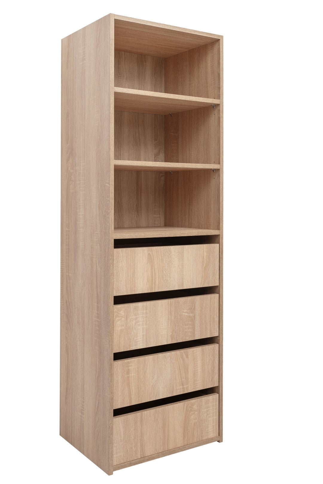 Geneva Built In Wardrobe - 4 Drawer 3 Shelf Module - Classic - Natural Oak