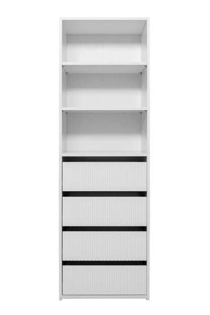 Geneva Built In Wardrobe - 4 Drawer 3 Shelf Module - Fluted - White