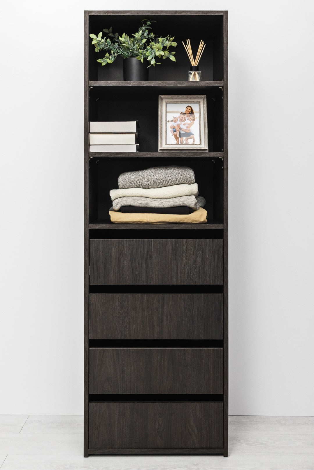 Geneva Built In Wardrobe - 4 Drawer 3 Shelf Module - Classic - Nordic Ash