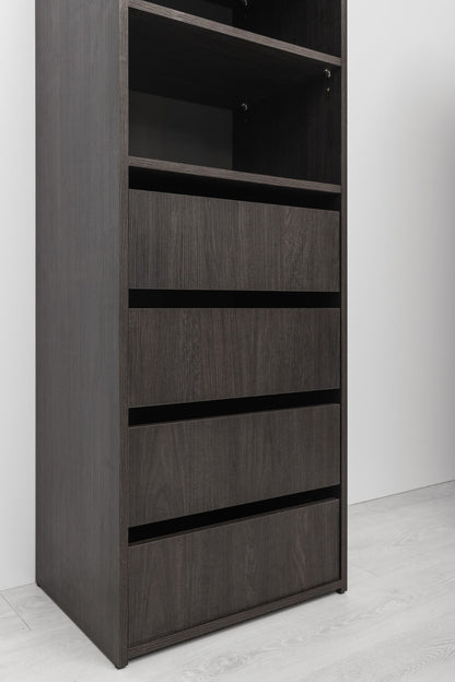 Geneva Built In Wardrobe - 4 Drawer 3 Shelf Module - Classic - Nordic Ash