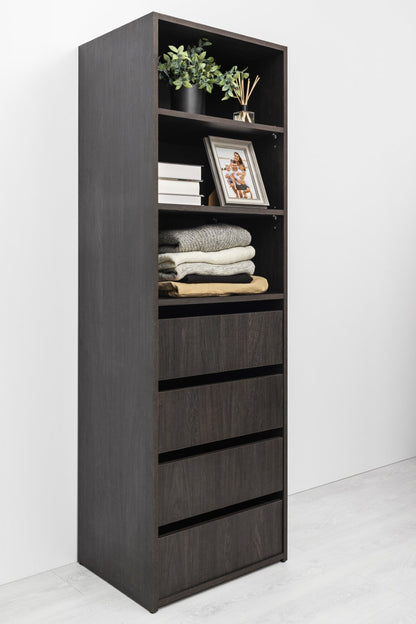 Geneva Built In Wardrobe - 4 Drawer 3 Shelf Module - Classic - Nordic Ash