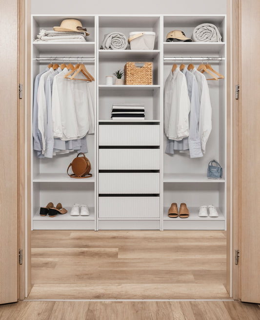 Malmo Walk In Wardrobe - 2 Shelf/Hanging Module - White