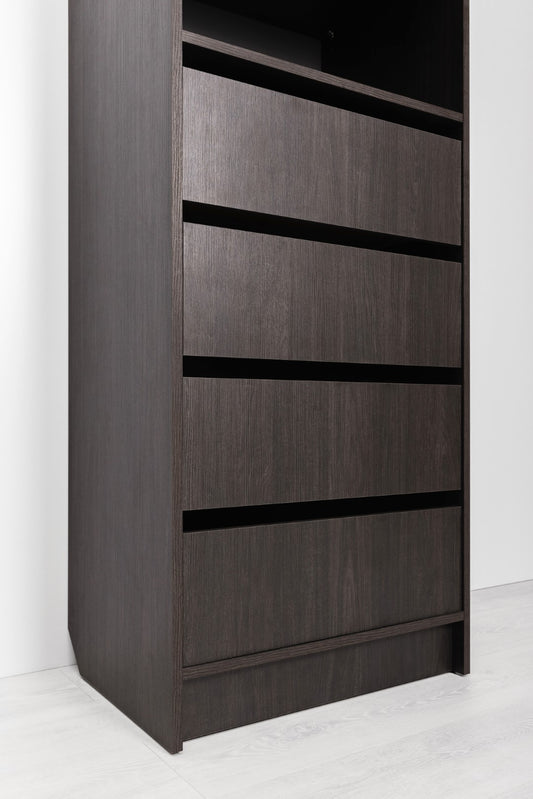 Malmo Walk In Wardrobe - 4 Drawer 3 Shelf Module - Classic - Nordic Ash